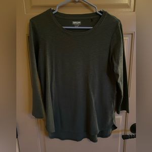 New Kirkland brand olive green cropped sleeve shirt size small